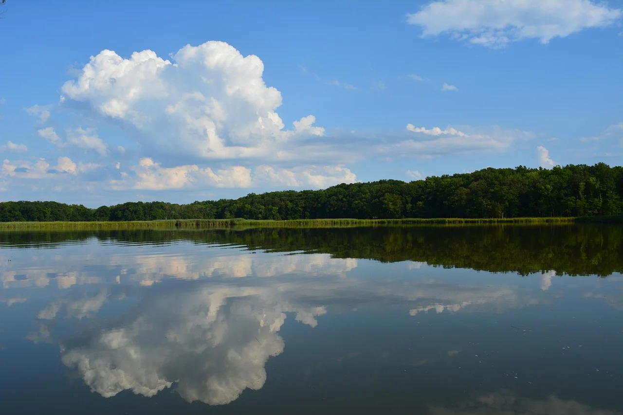 Calm water on the Chesapeake Bay in Maryland — photograph by mcfisher on Pixabay